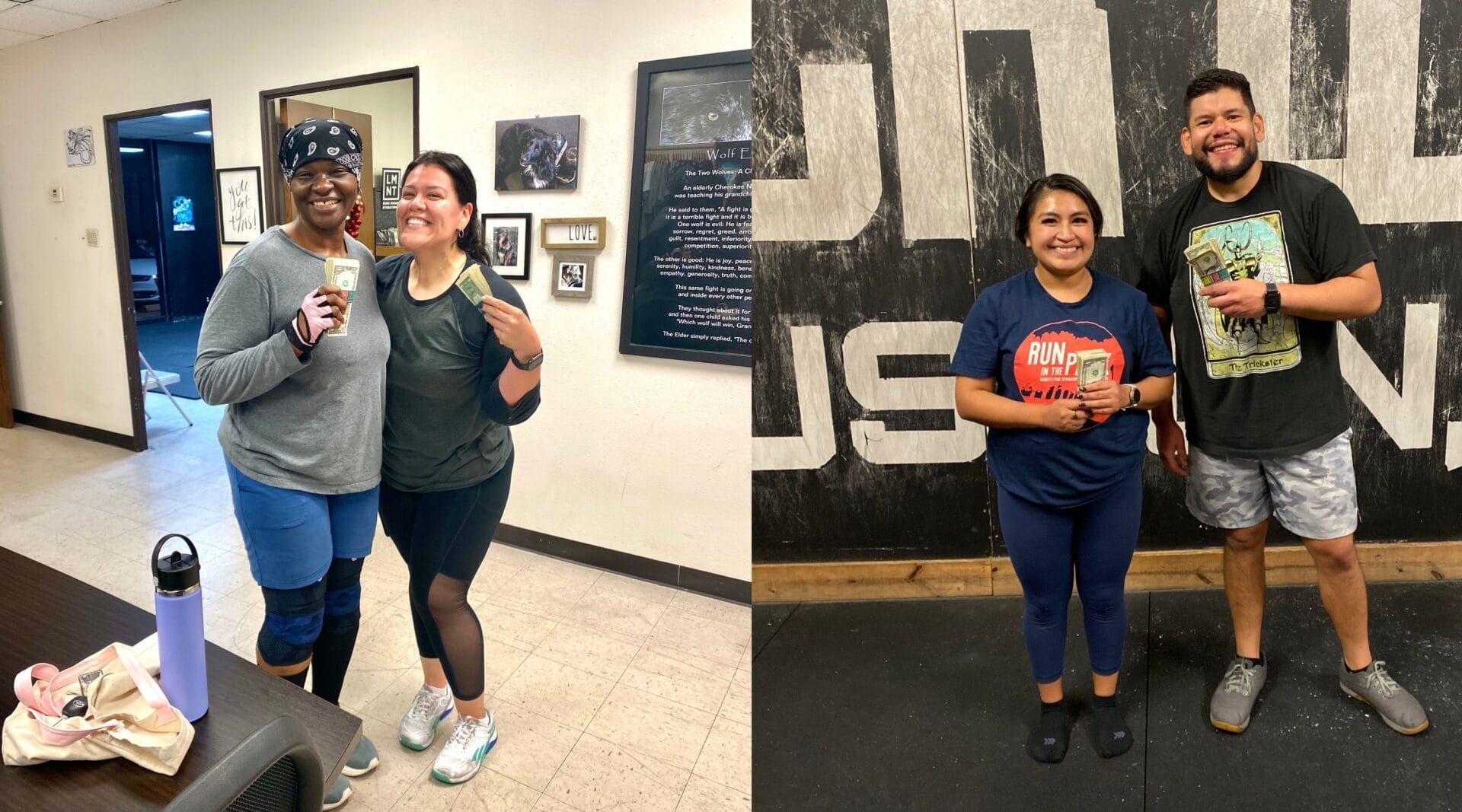 Two members receive seventy five dollars cash after friends joined them at Black Wolf for their workouts