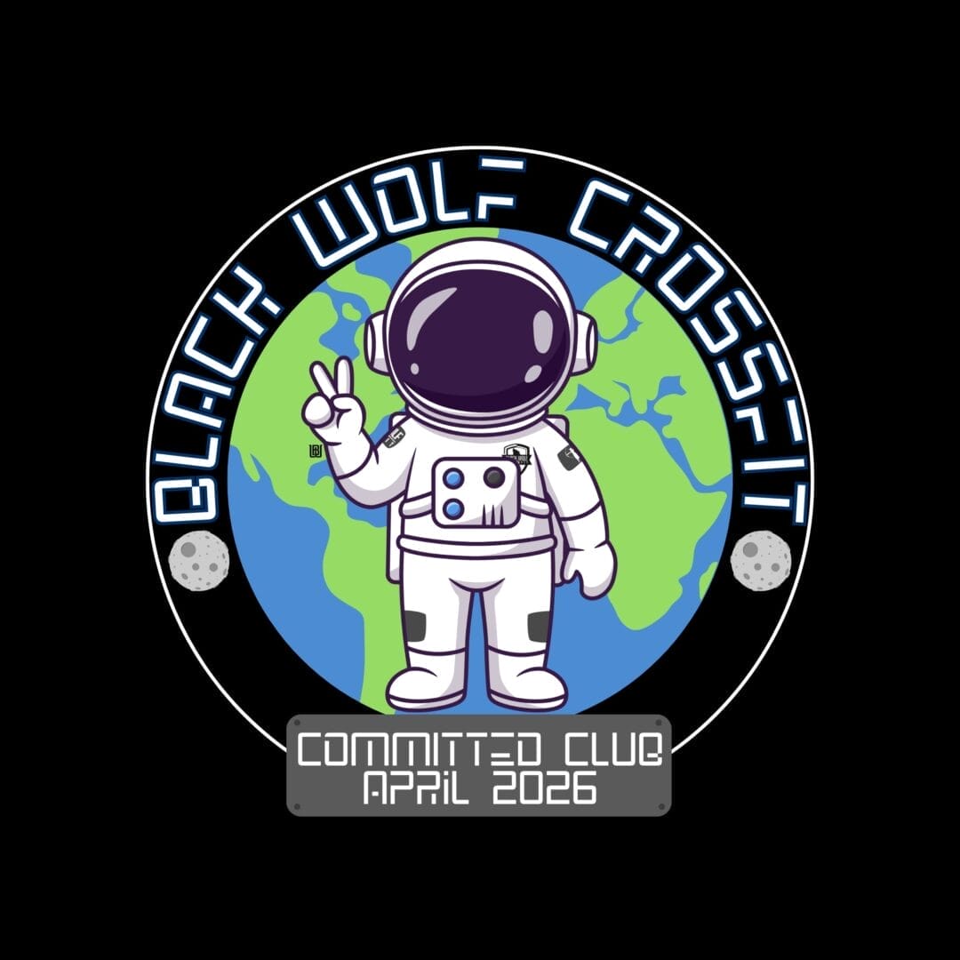 Our April Committed Club logo commemorates the Artemis II's trip around the moon with an image of an astronaut giving the peace sign while standing in from of the earth. They have an image of the goddess Artemis on their sleeve. Workouts.